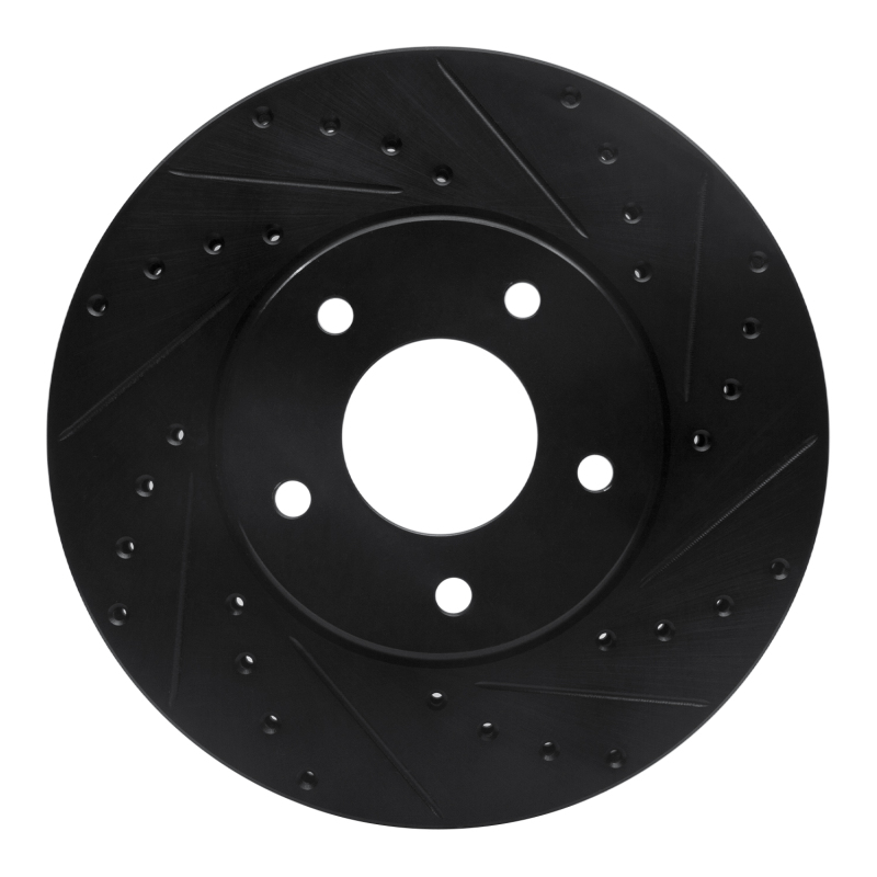 Jaguar Vanden Plas Brake Rotor (1) - Front Right - R1 Concepts - Drilled & Slotted - Black - `97-`03